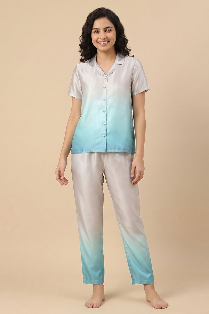Zivame Woven Satin Pyjama Set - Dark Shade — image 2